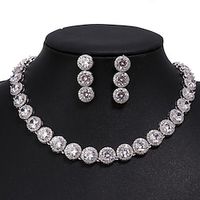 Jewelry Set 1 set Cubic Zirconia Copper 1 Necklace Earrings Women's Elegant Simple Luxury Princess Jewelry Set For Wedding Anniversary Party Evening Lightinthebox - thumbnail