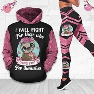 Women's Tracksuit Yoga Suit 2 Piece Pocket Animal Cropped Leggings Hoodie Clothing Suit Purple Yellow Yoga Fitness Gym Workout Tummy Control Butt Lift Breathable Long Sleeve Sport Activewear Lightinthebox