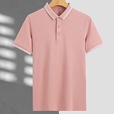 Men's Polo Shirt Golf Shirt Plain Turndown Black White Pink Dusty Blue Khaki Outdoor Casual Short Sleeve Clothing Apparel Cotton Fashion Streetwear Comfortable Lightinthebox