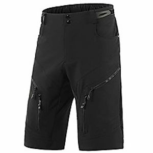 mtb shorts men baggy, breathable quick dry mtb shorts loose fit mountain bike pants with 4 zip pockets waterproof cycling bottoms, for outdoor bicycle downhill sports,black,xxl Lightinthebox