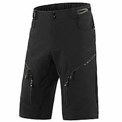 mtb shorts men baggy, breathable quick dry mtb shorts loose fit mountain bike pants with 4 zip pockets waterproof cycling bottoms, for outdoor bicycle downhill sports,black,xxl Lightinthebox