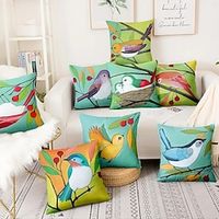 Hand-Painted Pattern Double Side Cushion Cover 1PC Soft Decorative Square  Pillowcase for Sofa bedroom Car Chair Superior Quality Outdoor Cushion for Patio Garden Farmhouse Bench Couch miniinthebox - thumbnail