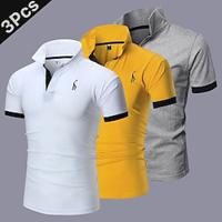 Multi Packs 3pcs Men's Lapel Short Sleeves WhiteYellowGray Button Up Polos Golf Shirt Golf Polo Embroidery Plain Daily Wear Vacation Polyester Spring Summer Lightinthebox