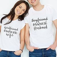 Couple's Men's Women's T shirt Tee Letters Crew Neck White Valentine's Day Daily Short Sleeve Print Clothing Apparel Polyester Fashion Casual Lightinthebox - thumbnail