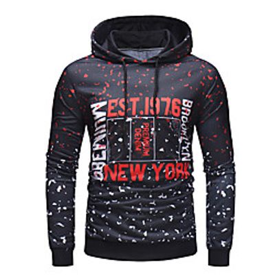 Men's Pullover Hoodie Sweatshirt Graphic Hooded Work Casual Hoodies Sweatshirts  Long Sleeve Slim Black miniinthebox