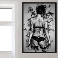 People Wall Art Canvas The Smoke and Woman Prints and Posters Abstract Portrait Pictures Decorative Fabric Painting For Living Room Pictures No Frame miniinthebox - thumbnail
