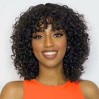 Curly bob Wig Human Hair With Bangs short curly Wig Human Hair None Lace Front bob Wigs Human HairWear And Go Glueless bob Wigs Human Hair For Black Women Natural Color Lightinthebox