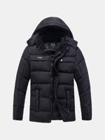 Outdoor Casual Thicken Warm Multi-Pockets Detachable Hood Padded Jacket For Men