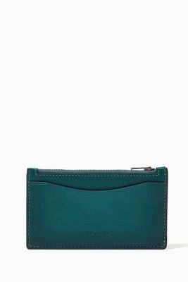 Zip Card Case in Colour-block Leather