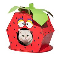 FOFOS Stawberry Cardboard Cat House With Scratching Pad (Pack Of 2)