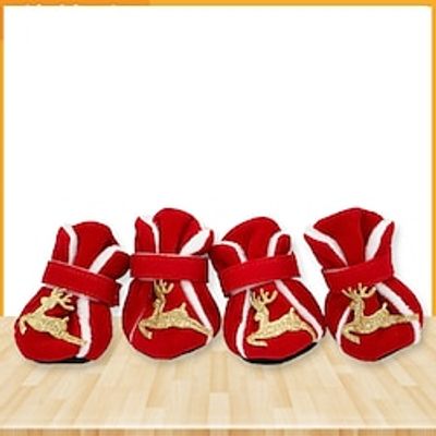 New Year's Christmas Dog Boots Anti Drop Teddy Bear Puppy Soft Sole Shoes Puppy Warm Autumn And Winter Pet Shoes Lightinthebox
