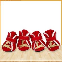New Year's Christmas Dog Boots Anti Drop Teddy Bear Puppy Soft Sole Shoes Puppy Warm Autumn And Winter Pet Shoes Lightinthebox - thumbnail