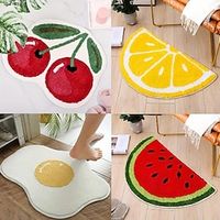 Small Fresh Half Round Fruit Floor Mat Bathroom Entrance Water Absorbent Non slip Mat Household Entrance Imitation Cashmere Floor Mat miniinthebox - thumbnail