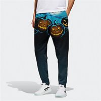 Men's Novelty Designer Casual / Sporty Big and Tall Breathable Sports Jogger Pants Sweatpants Trousers Halloween Daily Pants Graphic Prints Pumpkin Full Length Drawstring Elastic Waist Blue miniinthebox - thumbnail
