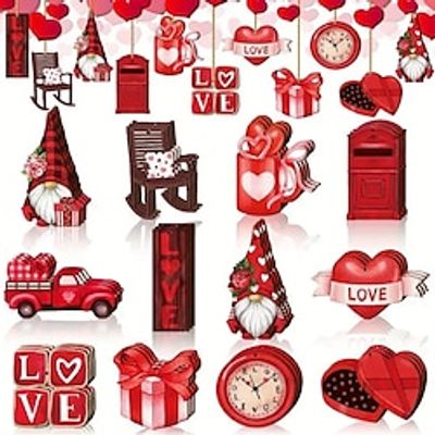 24pcs Wooden Valentine's Day Retro Style Wedding Love Rose Red Heart Gift Box Hanging Decoration Pendant for Outdoor Festival Party Gift (with Rope) miniinthebox 24pcs Wooden Valentine's Day Retro Style Wedding Love Rose Red Heart Gift Box Hanging Decoration Pendant for Outdoor Festival Party Gift (with Rope) miniinthebox