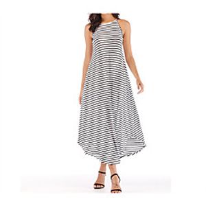 Women's Swing Dress Maxi long Dress Black solid color Contact customer service can be customized Black bars on white Sleeveless Stripes Spring Summer Round Neck Casual 2021 S M L XL 2XL Lightinthebox