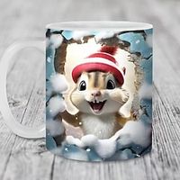 Cute Chipmunk Christmas Mug Wrap, Personalized Holiday Coffee Mug, Christmas gift, Funny Christmas Coffee Cup, 15Oz Mug Wrap Template Lightinthebox - thumbnail
