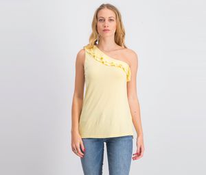 Womens Pullover One Shoulder Tops  Yellow