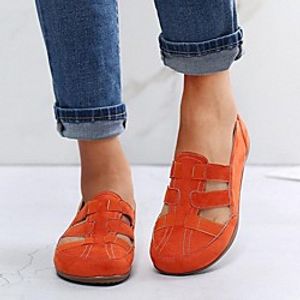 Women's Loafers  Slip-Ons Comfort Shoes Flat Heel Round Toe PU Solid Colored Black Pink Orange miniinthebox