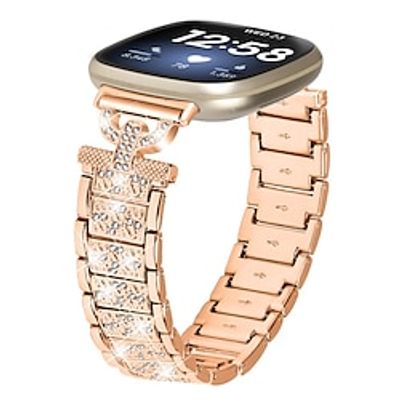 Smart Watch Band Compatible with Fitbit Versa 4, Sense 2, Versa 3, Sense Stainless Steel Smartwatch Strap Women Glitter Crystal Jewelry Bracelet Replacement  Wristband miniinthebox