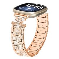 Smart Watch Band Compatible with Fitbit Versa 4, Sense 2, Versa 3, Sense Stainless Steel Smartwatch Strap Women Glitter Crystal Jewelry Bracelet Replacement  Wristband miniinthebox - thumbnail