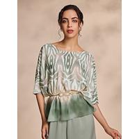 Chiffon Crewneck Magyar Sleeve Formal Shirt - thumbnail