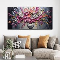 Handmade Oil Painting Canvas Wall Art Decoration 3D Palette Knife Red Flowers for Home Decor Rolled Frameless Unstretched Painting Lightinthebox