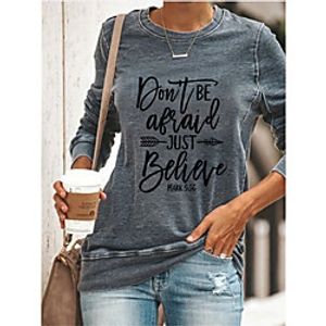 Women's Plus Size Tops Pullover Sweatshirt Graphic Letter Print Long Sleeve Crewneck Basic Streetwear Fall Dark Gray Big Size L XL XXL 3XL 4XL miniinthebox