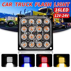 2pcs 16-LED Square Warning Light Flash Strobe Emergency Marker Lamp Truck Lightinthebox