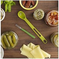 Kitchen 2 In 1 Strainers Dinnerware Colander Spoon Filter Long Handle Canned Fruit Juice Filtering Spoon Stainless Steel Fruit Fork Lightinthebox - thumbnail