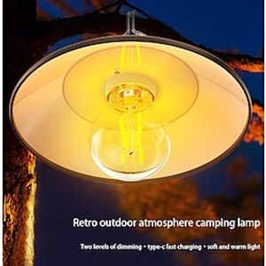 Retro Camping Tent Light 5W Hanging Outoor Atmosphere Filament Bulb Flying Saucer Straw Hat Sphere Outdoor Light Lightinthebox