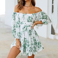 Women's A Line Dress Short Mini Dress White Sleeveless Pattern Summer Casual 2021 S M L XL miniinthebox - thumbnail