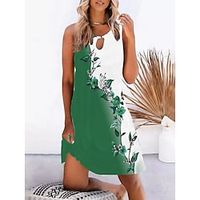 Women's Casual Dress Tank Dress Summer Dress Floral Ombre Hollow Out Print Crew Neck Mini Dress Active Fashion Outdoor Daily Sleeveless Regular Fit Wine Blue Purple Summer Spring S M L XL XXL miniinthebox - thumbnail