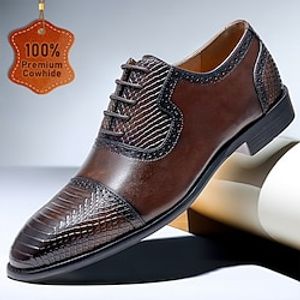 Men's Oxfords Formal Shoes Brogue Dress Shoes British Gentleman Office  Career Party  Evening Leather Italian Full-Grain Cowhide Comfortable Slip Resistant Lace-up Coffee Color Block Lightinthebox