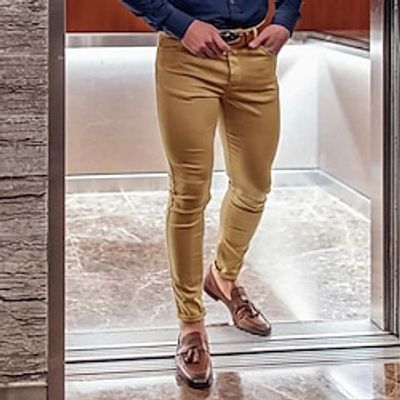 Men's Trousers Chinos Chino Pants Pocket Plain Comfort Breathable Outdoor Daily Going out Fashion Casual Dark Khaki Red miniinthebox