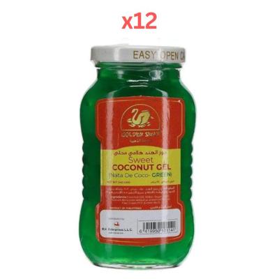 Golden Swan Sweet Coconut Gel Green Nata De Coco 340G Pack of 12