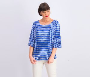 Womens Stripe Blouse  Royal Blue