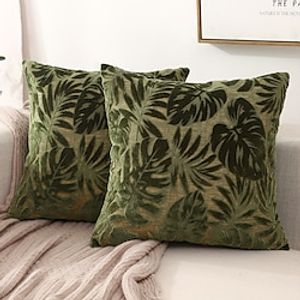 1pc Green Leaf Chenille Jacaquard Cushion Cover Tropical Plants Pillow Covers Home Decoration Throw Pillow Covers With No Insert miniinthebox