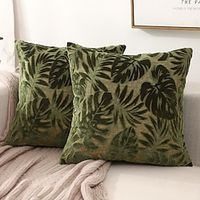1pc Green Leaf Chenille Jacaquard Cushion Cover Tropical Plants Pillow Covers Home Decoration Throw Pillow Covers With No Insert miniinthebox