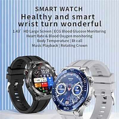 Smart Watch X100 Men Blutooth Call 1.43inch Large Screen Wristwatch ECG Blood Glucose Health Monitoring Sport Fitness Smartwatch Lightinthebox