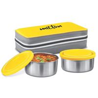 Milton Mini Lunch Insulated Tiffin With 2 Containers 560 ml Each - Yellow MT_MLB560_YE