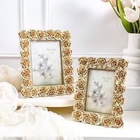 Vintage Style Gold Rose Border Photo Frame - Antique Resin Material Decorative Frame, Suitable for Horizontal or Vertical Display, Perfect for Decorating Photos and Photography Props Lightinthebox