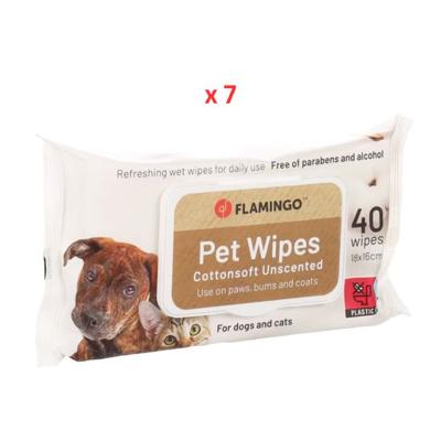 Flamingo Reini Universal Unscented Cat & Dog Pet Wipes 40pcs Pack Of 7