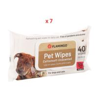 Flamingo Reini Universal Unscented Cat & Dog Pet Wipes 40pcs Pack Of 7