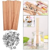30pcs Wood Wicks for Candles Wood Candle Wicks Wood Wicks for Candles Making Smokeless Wooden Candle Wicks with Trimmer Natural Crackling Wooden Wicks for Candle Making 5.1 x 0.5x0.04inch DIY Craft miniinthebox
