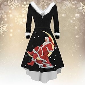 Santa Claus Christmas Dress Fancy Christmas Dress Women's 1950s Christmas Christmas New Year Christmas Eve Adults' Party Christmas New Year Eve Polyester Dress miniinthebox