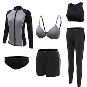 Women's Rashguard Swimsuit UV Sun Protection UPF50 Breathable Full Body Swimwear Bathing Suit 6-Piece Swimming Surfing Water Sports Patchwork Autumn / Fall Spring Summer / 6pcs / Quick Dry miniinthebox