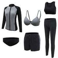 Women's Rashguard Swimsuit UV Sun Protection UPF50 Breathable Full Body Swimwear Bathing Suit 6-Piece Swimming Surfing Water Sports Patchwork Autumn / Fall Spring Summer / 6pcs / Quick Dry miniinthebox - thumbnail