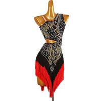 Latin Dance Dress Tassel Splicing Crystals / Rhinestones Women's Performance Training Sleeveless Chinlon Spandex Lightinthebox