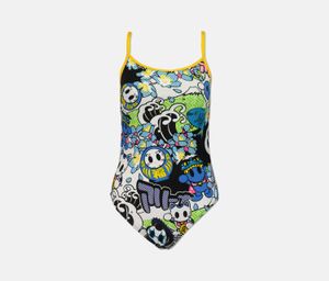 Womens Manga One Piece Swimwear  White/Blue Combo